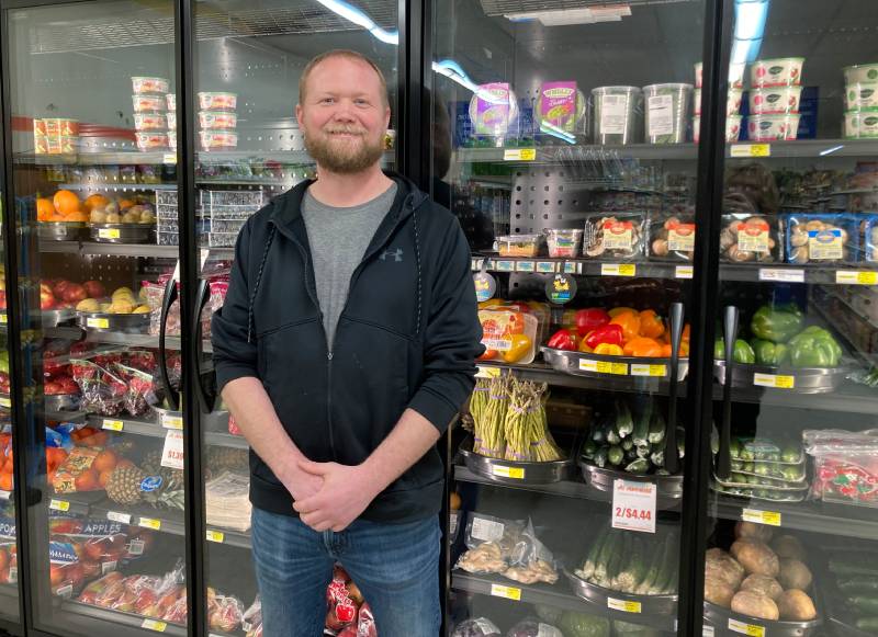 Aaron in the freezer section