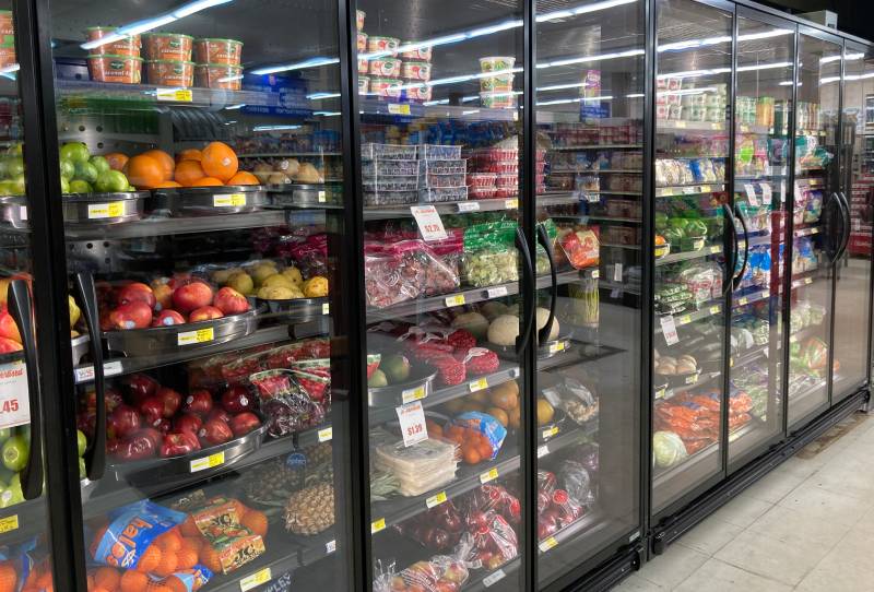 The freezers of fruit and veggies