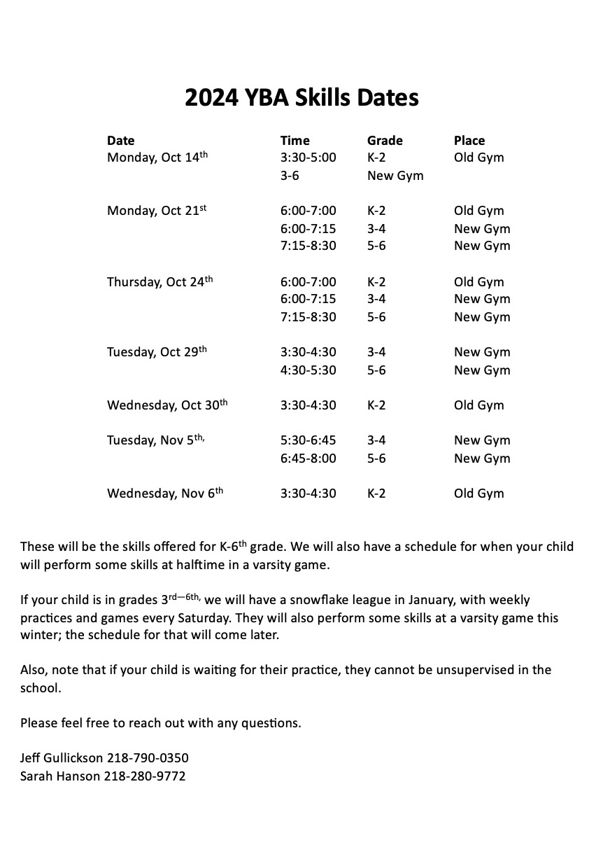 Fertile-Beltrami Youth Basketball Schedule